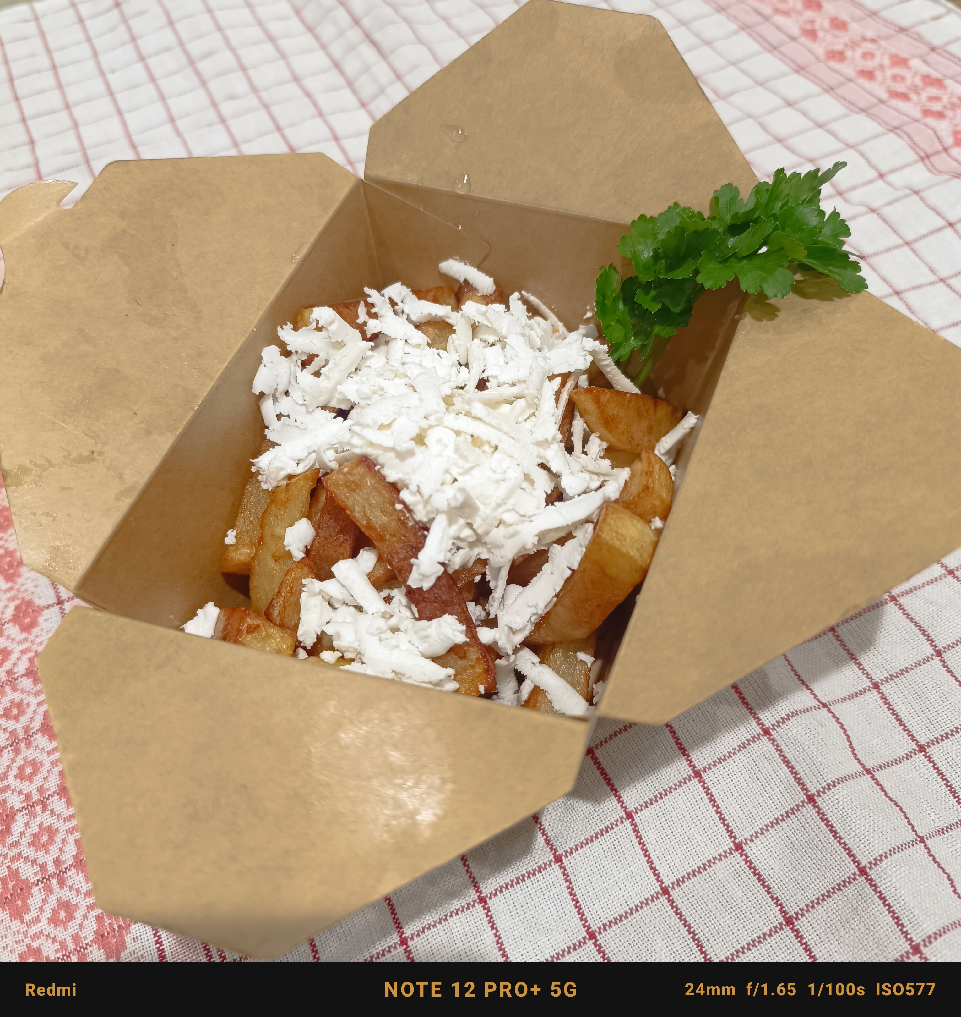 Homemade fried potatoes with Bulgarian cheese